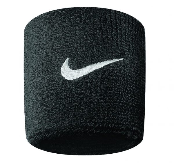 Nike Swoosh Wristbands 2 Pk, Black/White, Onesize, Nike